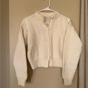 Hand knitted Cream Button-Up Women's Sweater